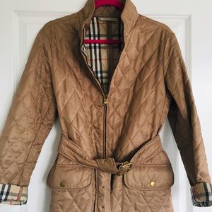 Authentic Burberry quilted puffer Jacket tan sz 6